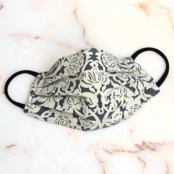 (2 LEFT) ADULT CLOTH FACE MASK_GRAY/CREME BROCADE - Picture 4 of 10